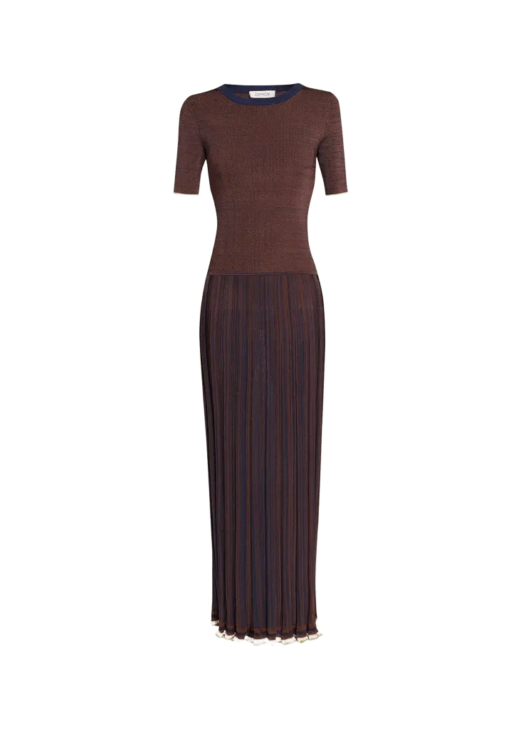 Gago Fine Rib Short-Sleeve Maxi Dress