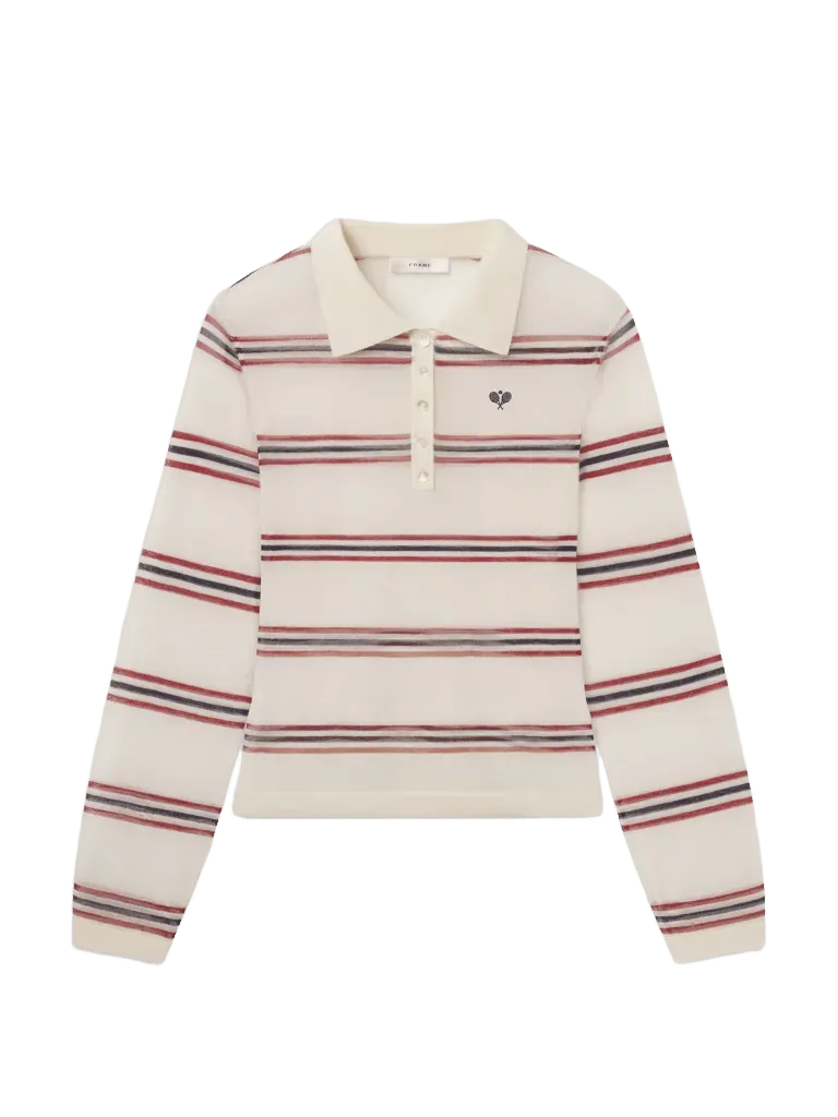 The Tennis Polo -- Garnet Multi Stripe