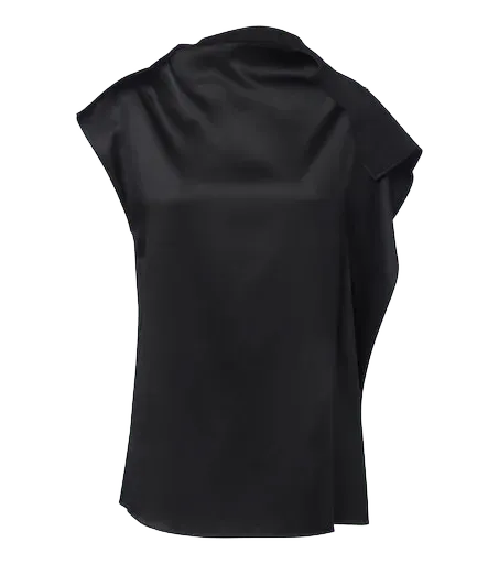 Ruffled silk satin top