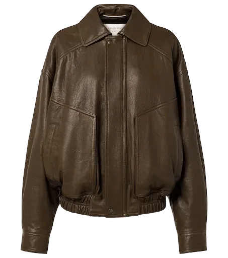 Leather bomber jacket
