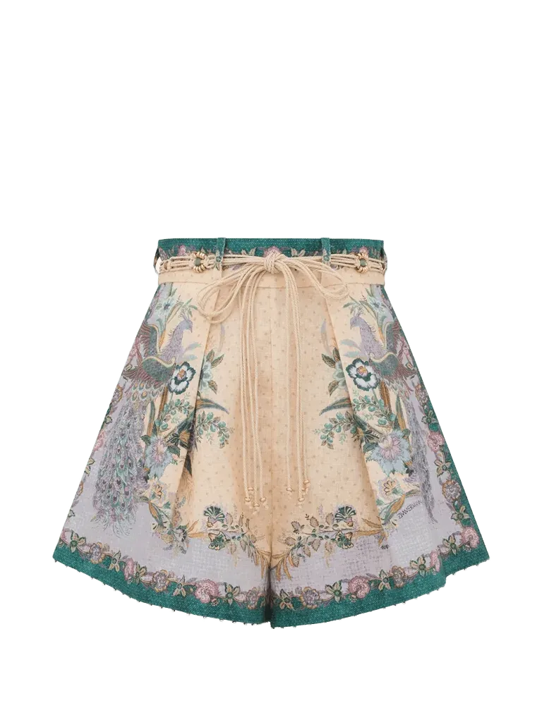 Indra floral-print linen shorts