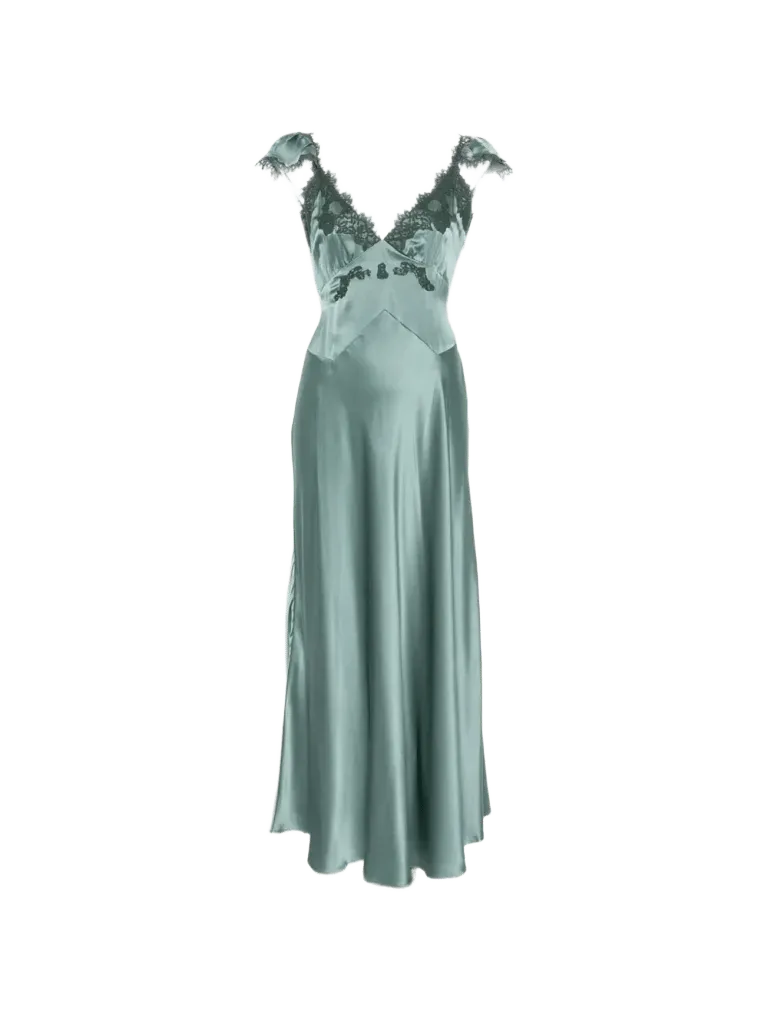 DÔEN Fiona lace-trim satin midi dress