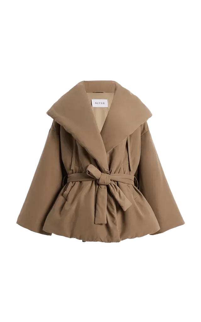 Brushed Hooded Twill Puffer Jacket