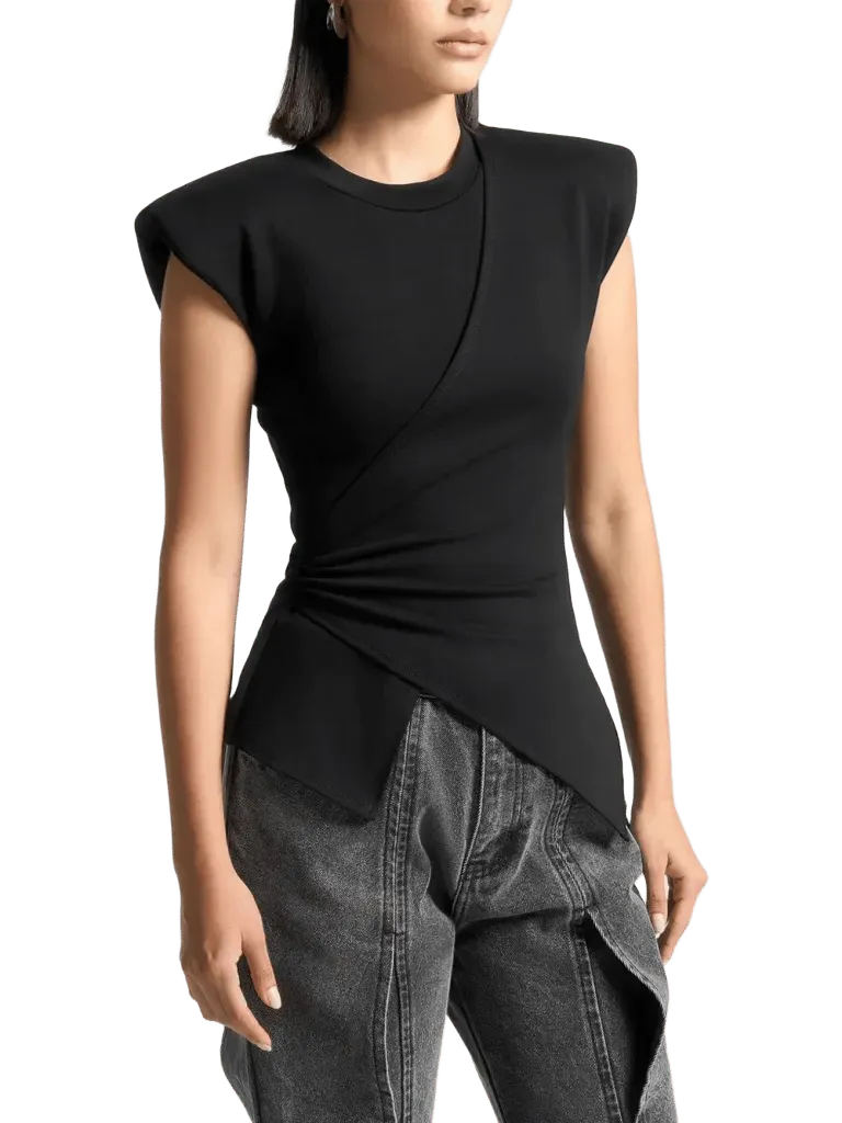 Manière De Voir wide shoulder ruched waist top