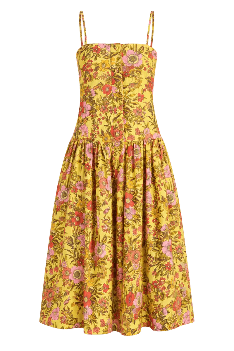 Yellow Kitty Midi Dress