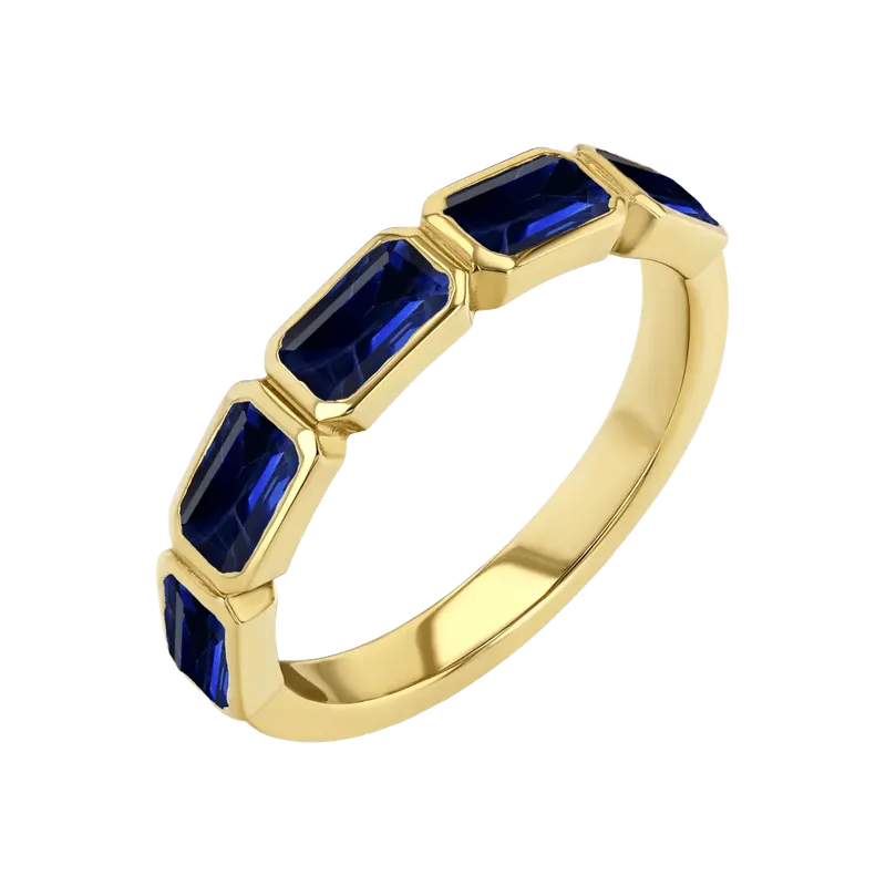 Sapphire Emerald Cut Bezel Set Band