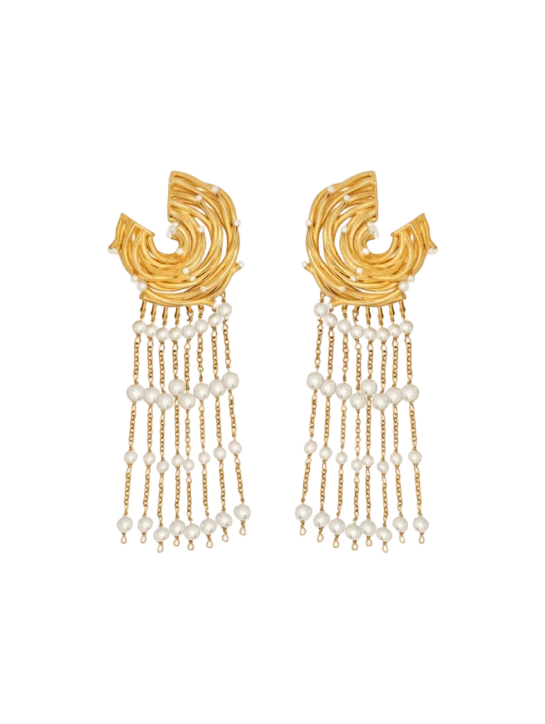 Pearl Nest Chandelier Clip-On Earrings