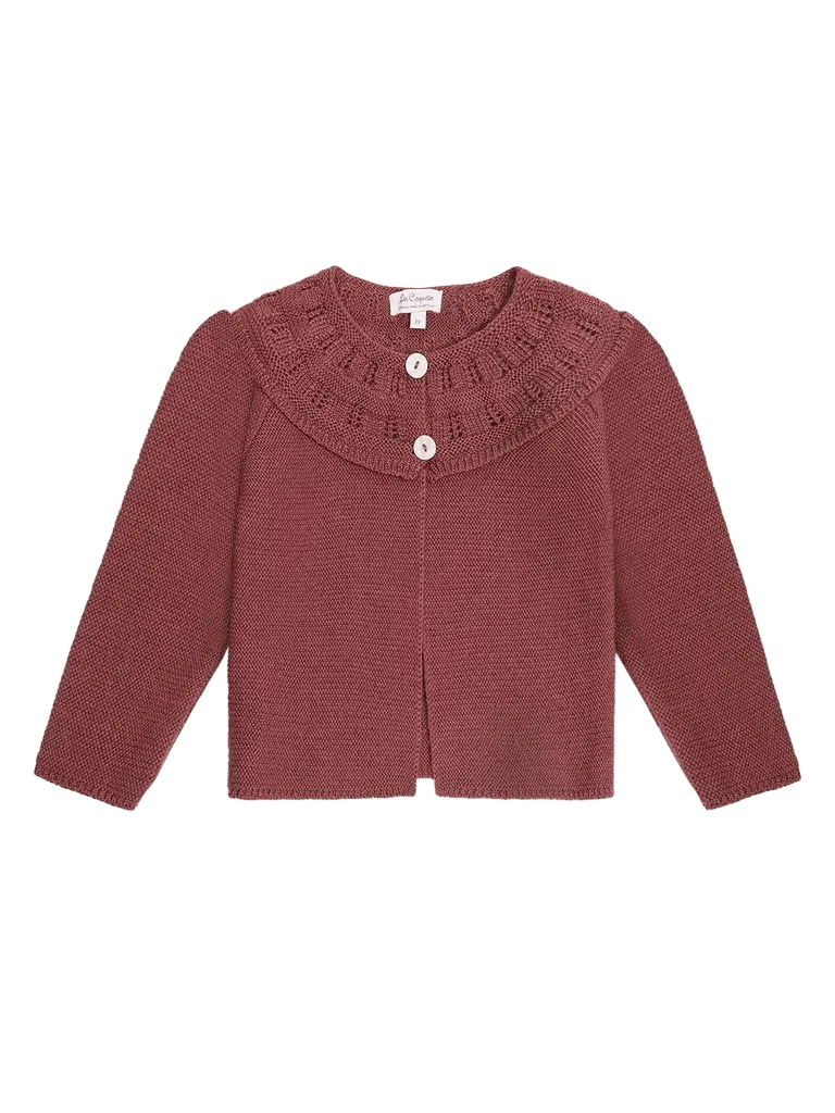 Dark Rose Baena Merino Baby Girl Cardigan