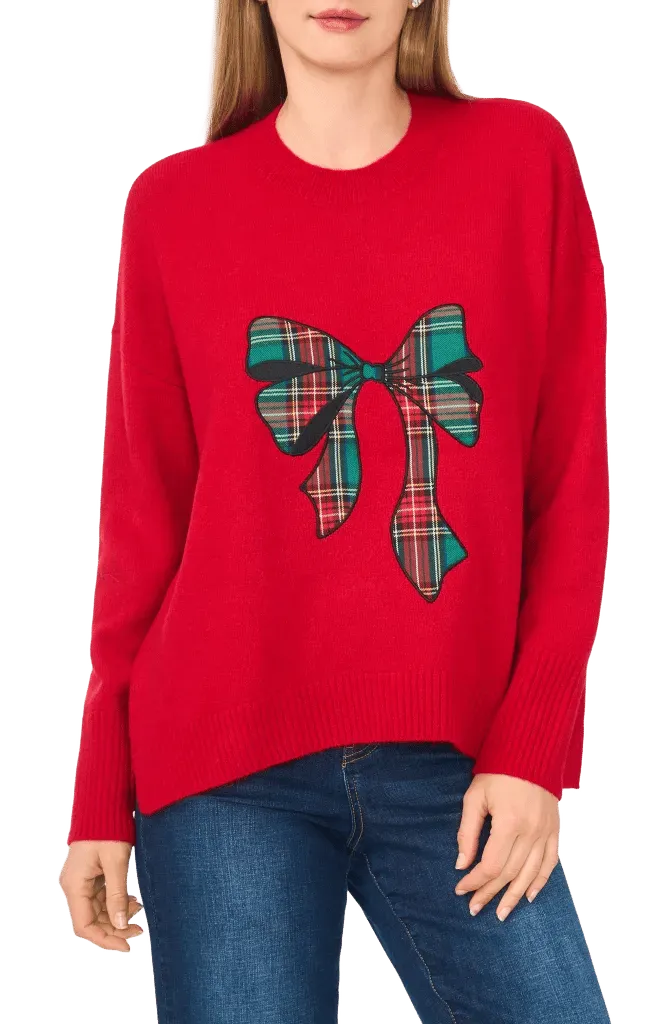 Tartan Bow Crewneck Sweater