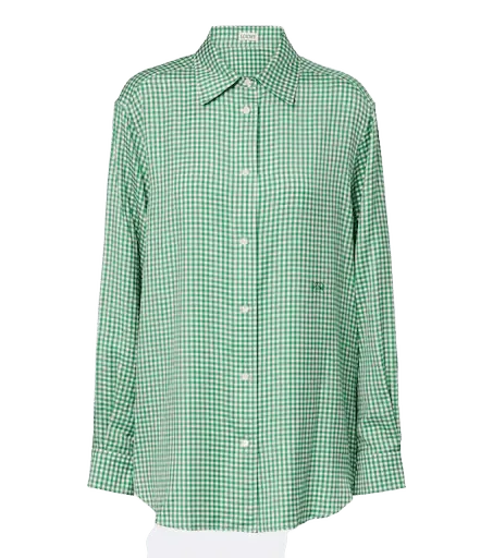 Double L gingham silk twill shirt