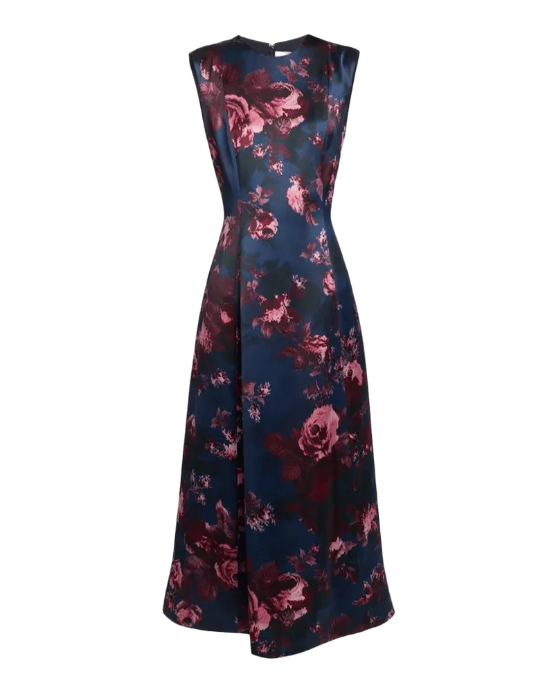 Floral Duchess Satin Sleeveless Midi Dress