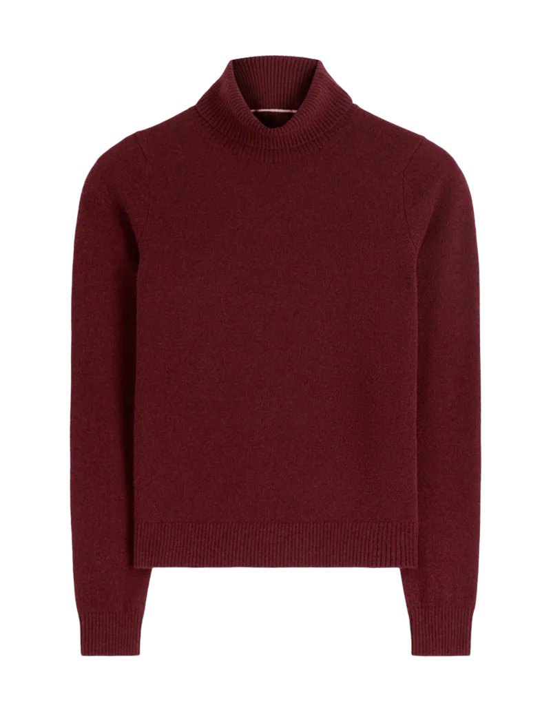 Elsie Cashmere Roll Neck-Deep Burgundy