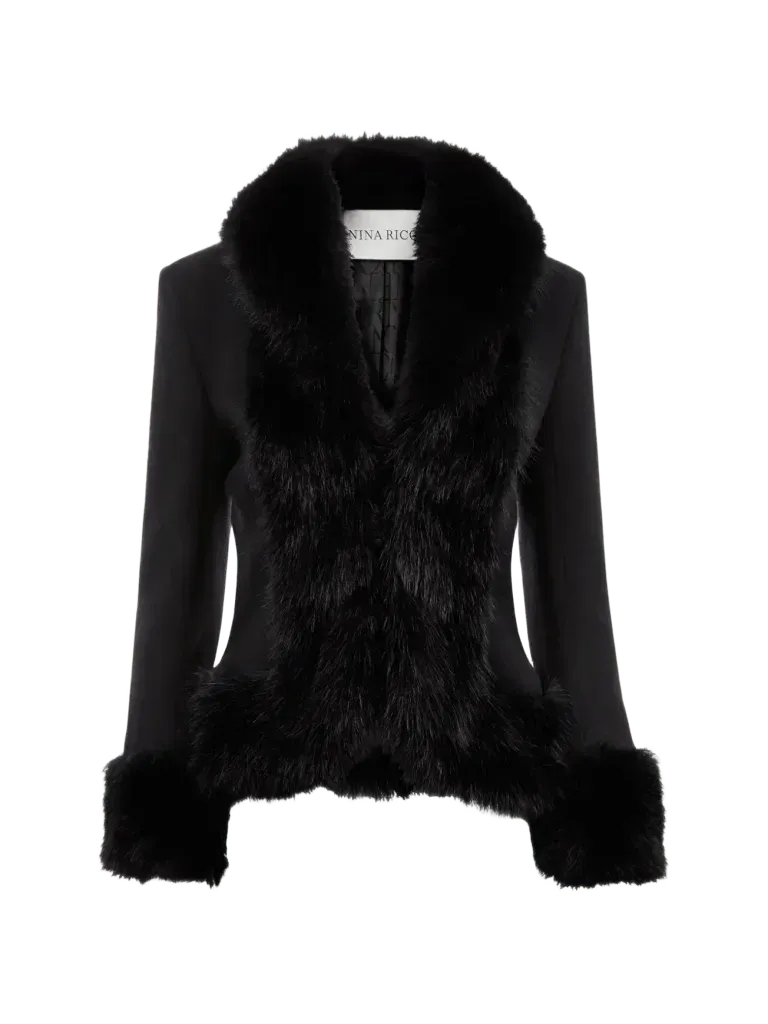 Nina Ricci faux-fur-trim rear-bow jacket
