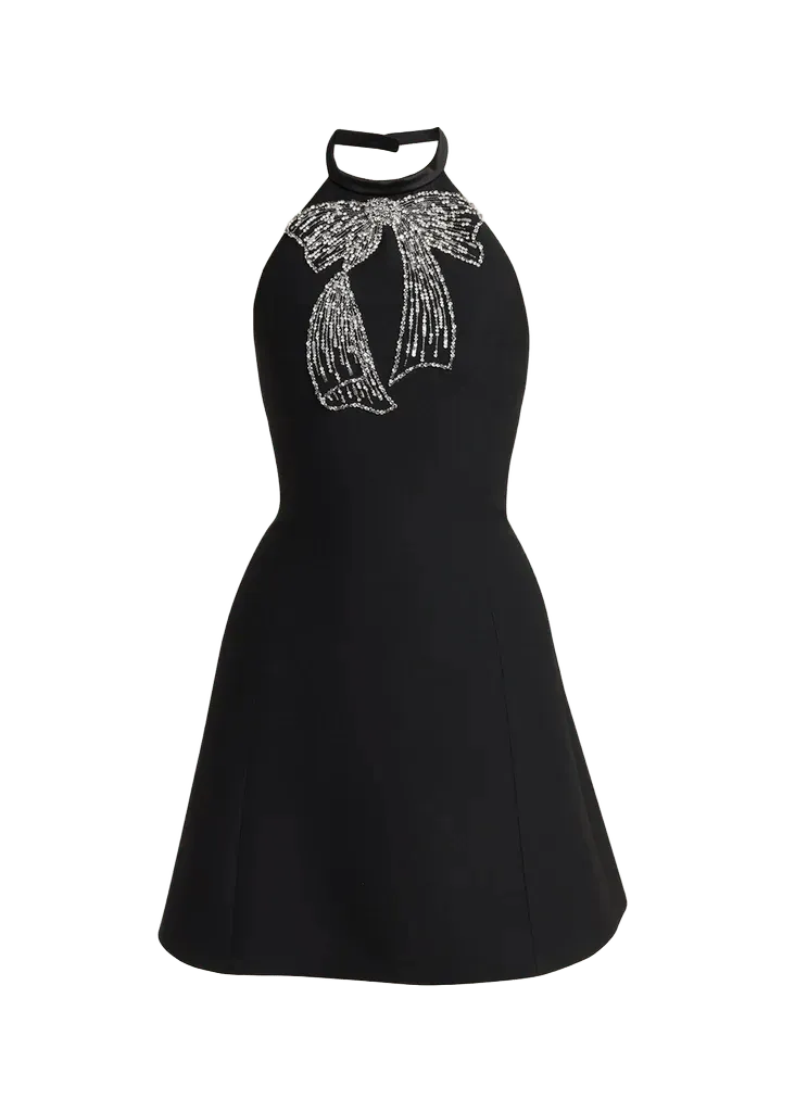 Valentino Garavani Beaded Bow Halter Minidress