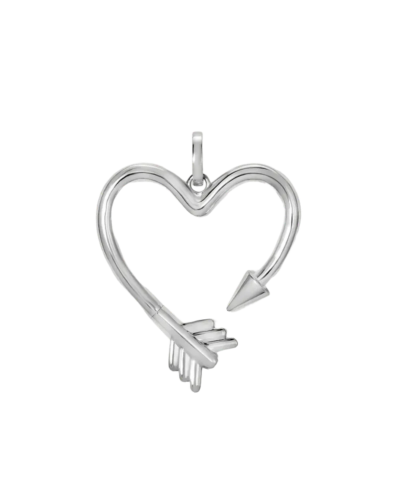 Arrow Heart Hinged Charm in Sterling Silver for Big Beads