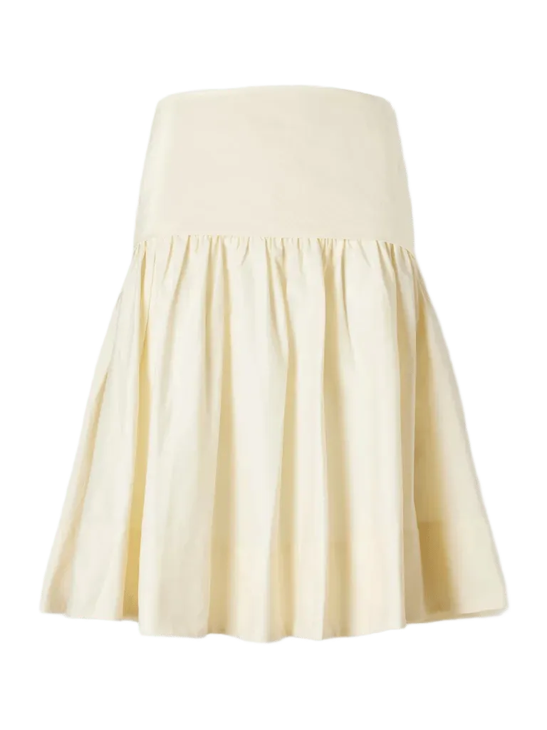 Gathered cotton-poplin knee-length skirt