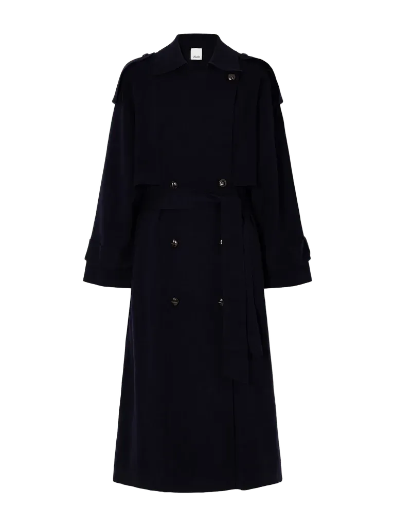 Belted double-breasted wool and cashmere-blend trench coat