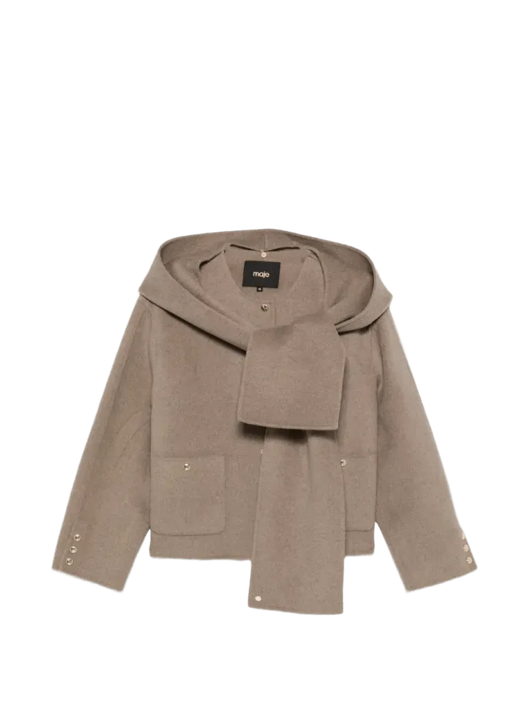 Maje hooded single-breasted coat