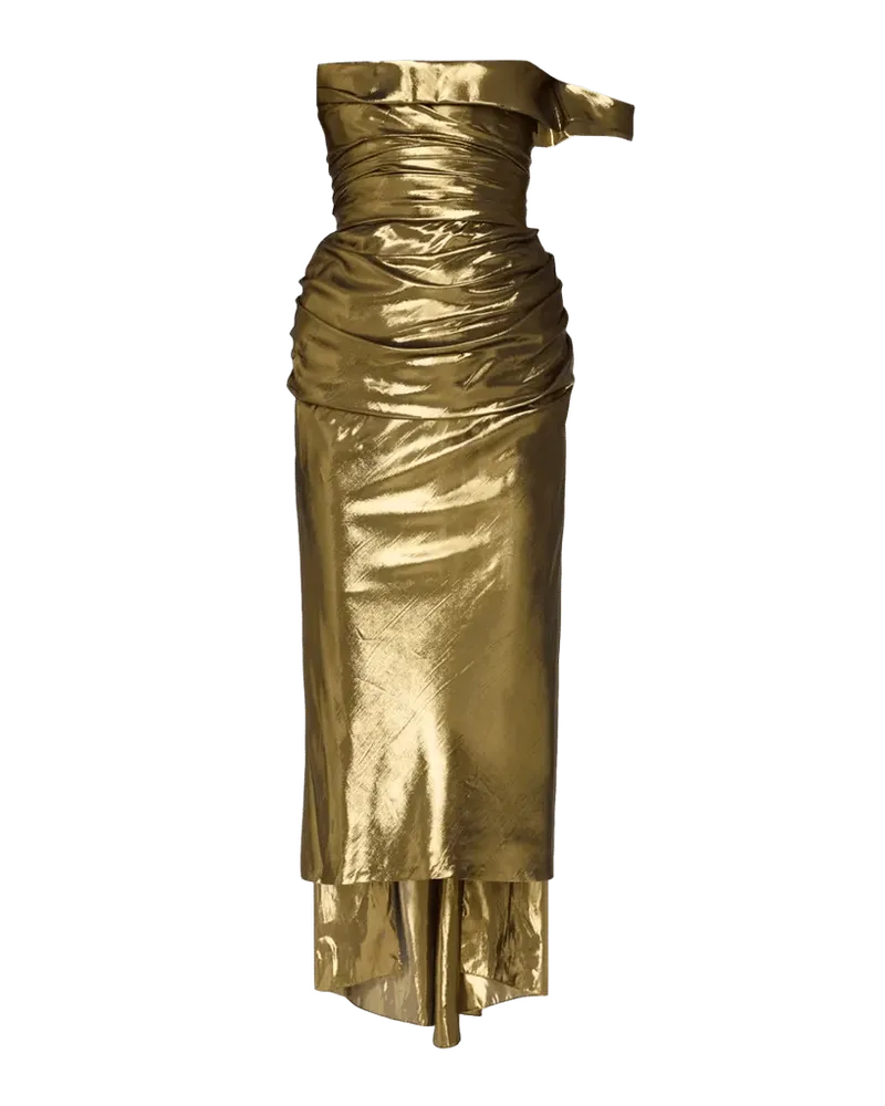 Lamé Asymmetric Fitted Cocktail Dress