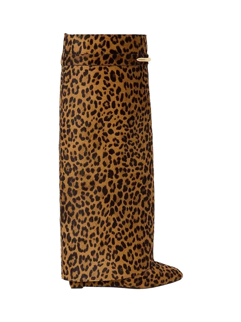 Shark Pinch Boots in Leopard Pony-Effect Leather