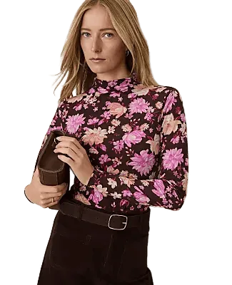 Weekend Floral Mock Neck Top