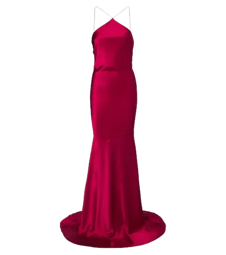 Halterneck silk satin gown