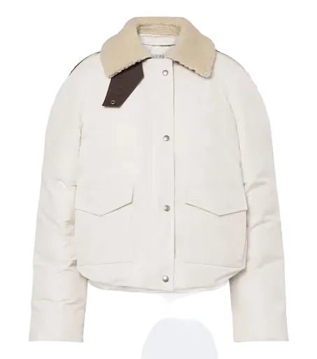 Shearling-trimmed cotton-blend blouson jacket