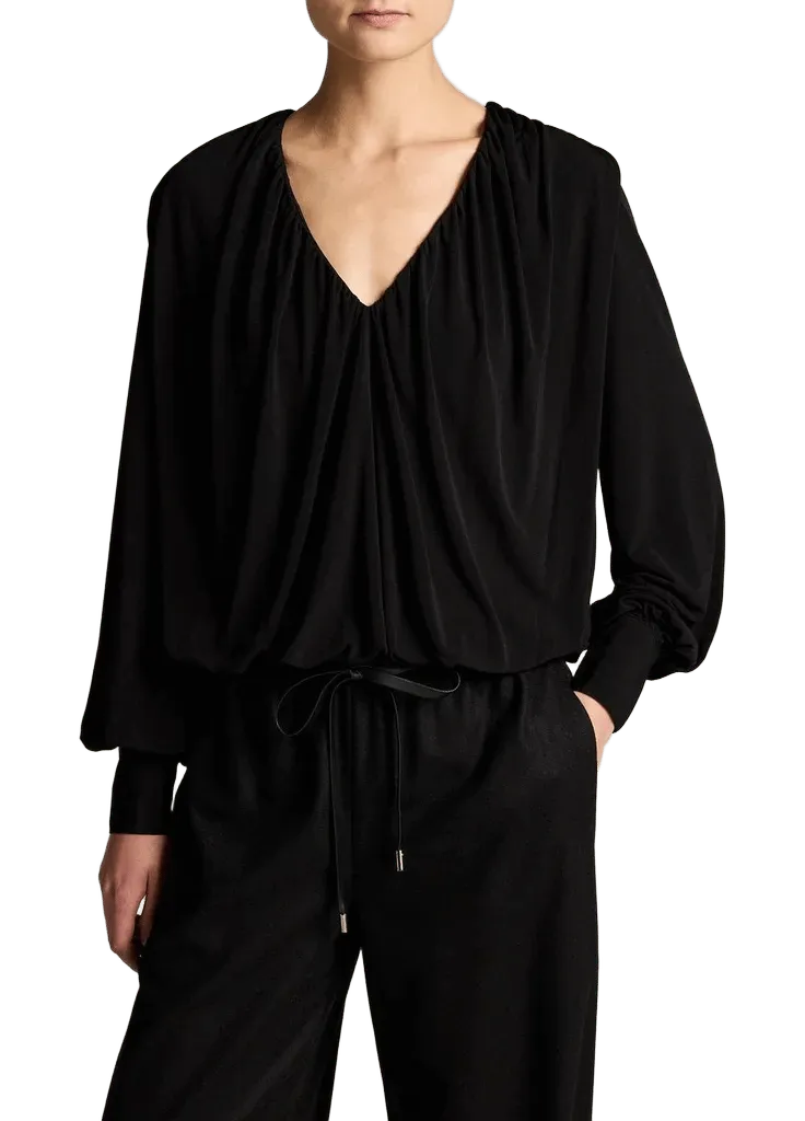 Matte Jersey V-Neck Bubble Top