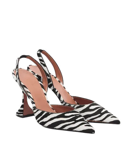 Holli zebra-print calf hair slingback pumps