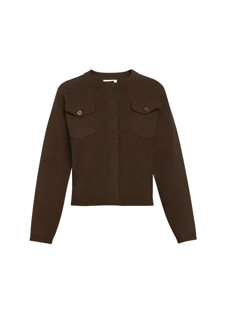 Flap Pocket Wool-Blend Sweater Jacket