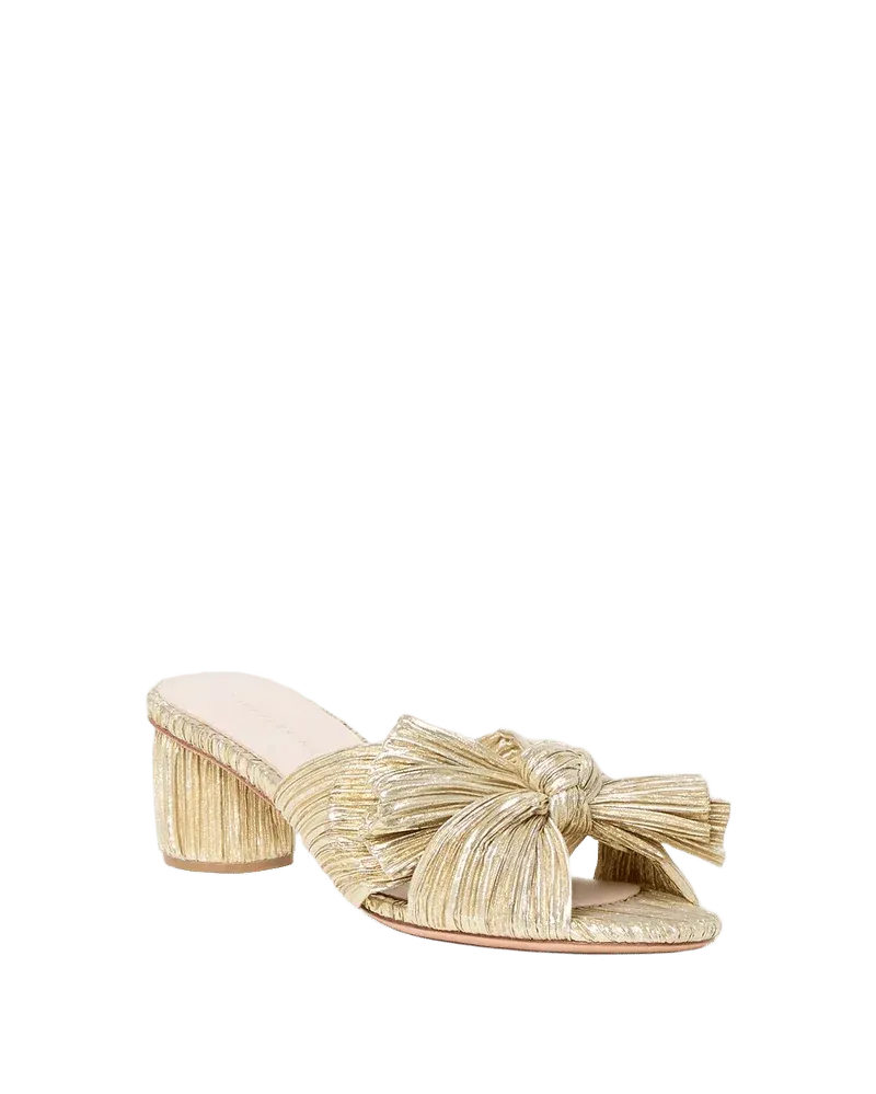 Emilia Gold Pleated Bow Heel