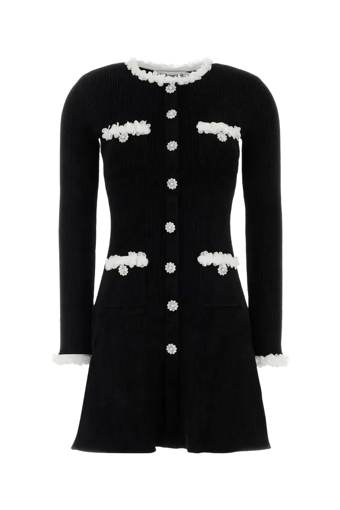 Self-Portrait Chenille Dress — Black