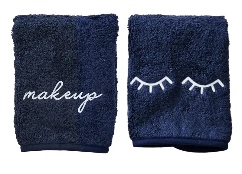Makeup Towels in Navy, Set of 2