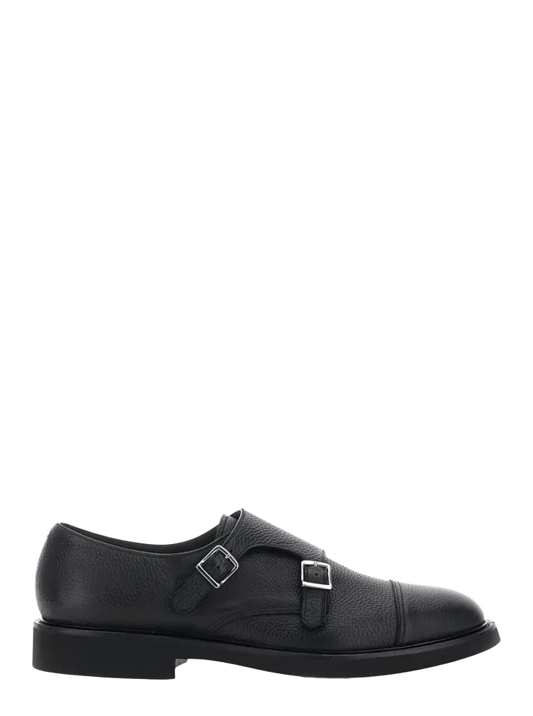 Doucal'S Double Buckle Monk Strap Loafer — Black