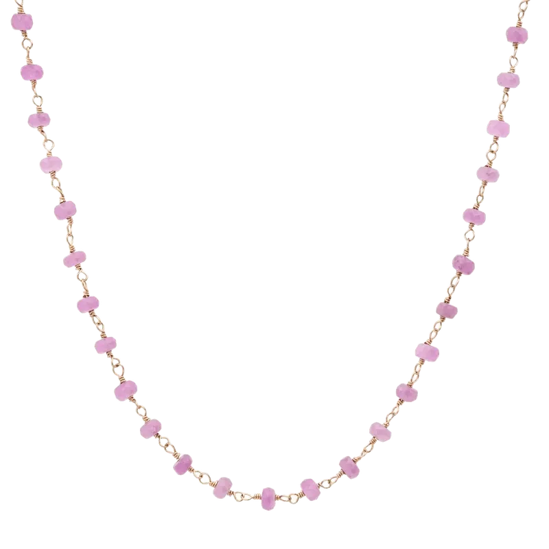 Pink Sapphire Wire Wrapped Necklace