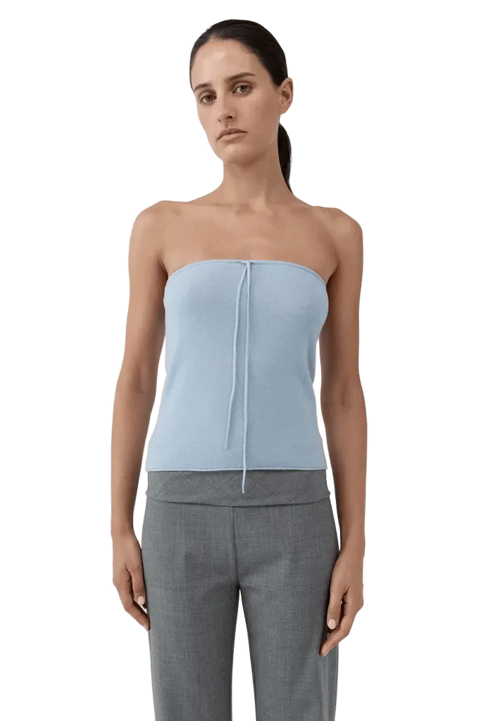 Wool Strapless Top - Light Steel