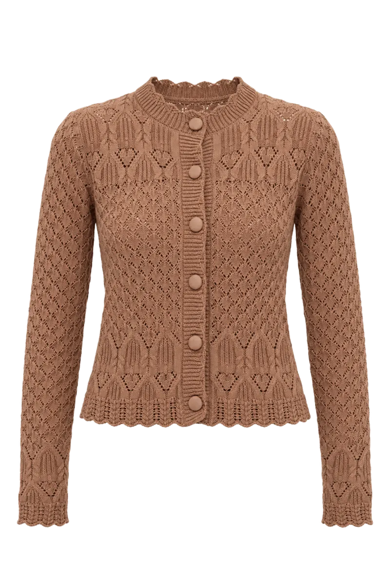 Mocha Pointelle Capucine Cardigan
