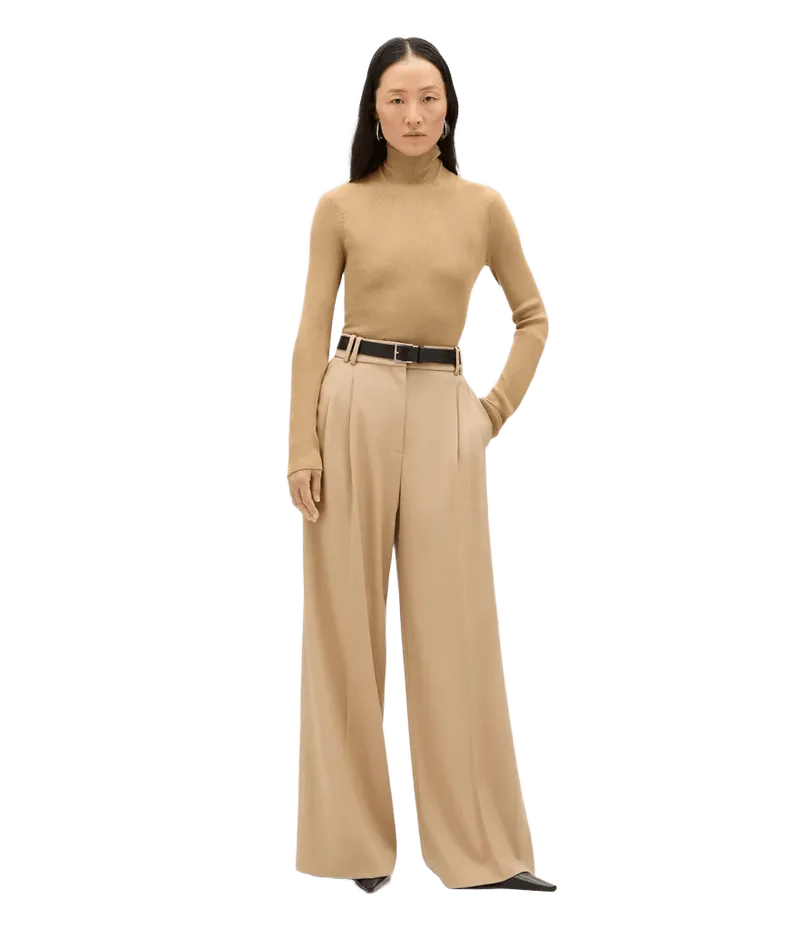 Rib Knit Turtleneck | Camel