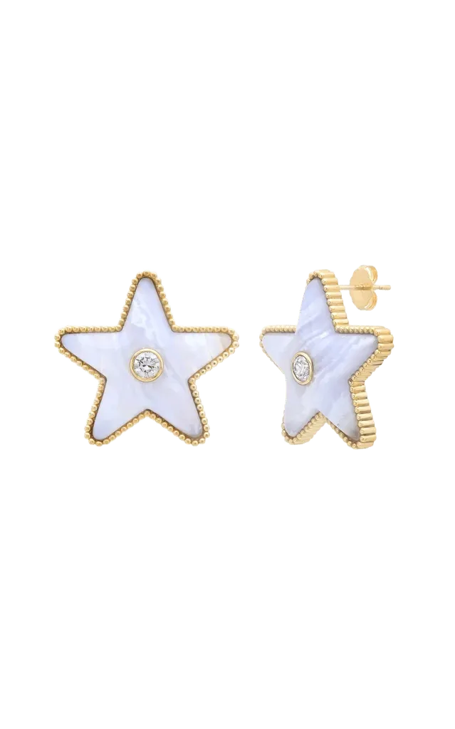 Mega Star Power Lace Agate and Diamond Earrings