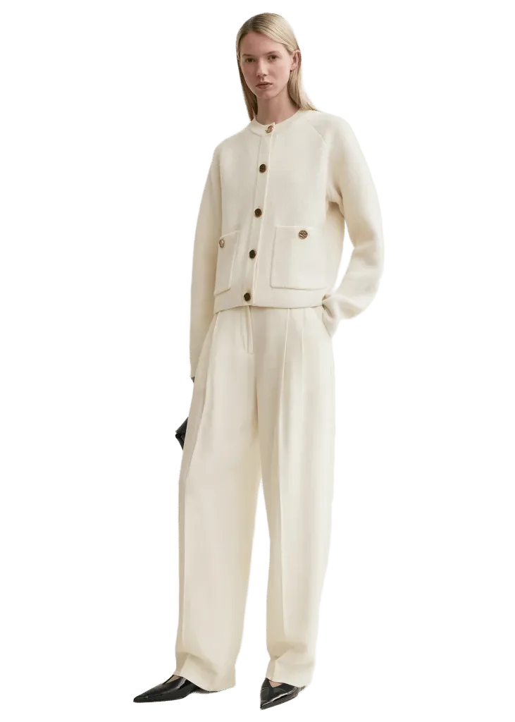 Hammered button cardigan milk