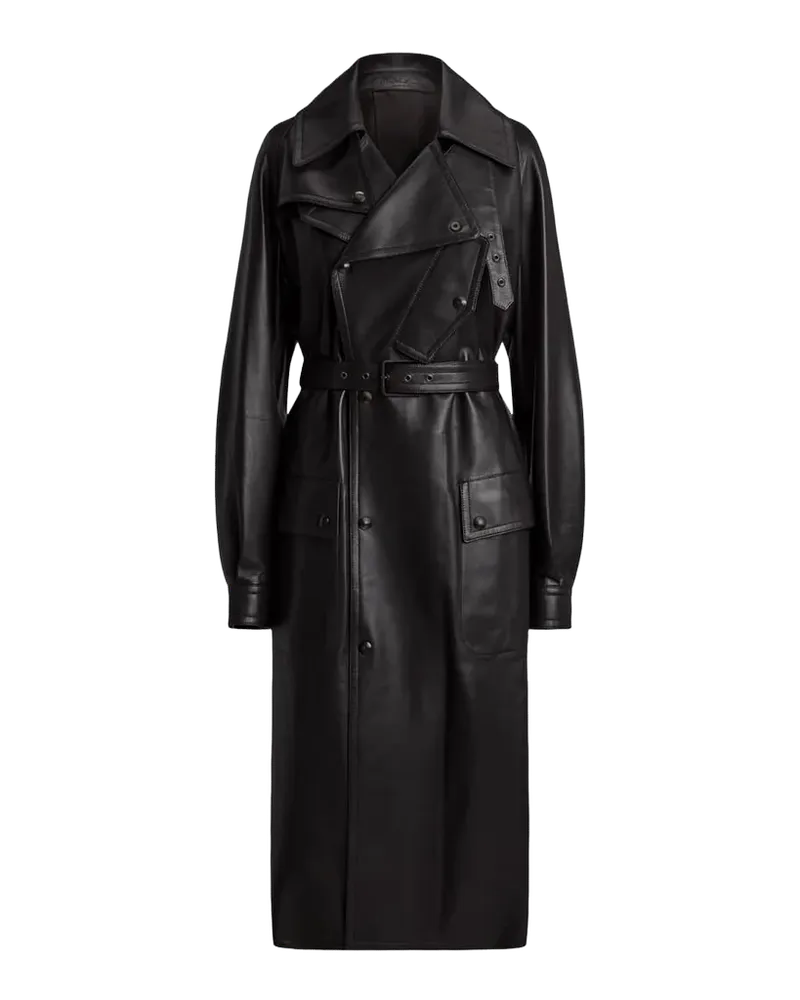 Soft Leather Belted Trench Jacket