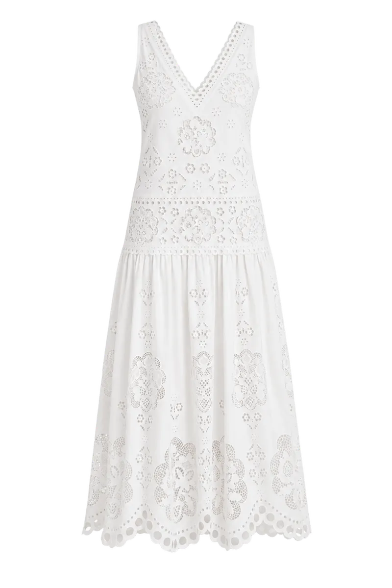 White Gardener Embroidery Maxi Dress