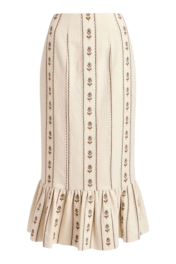 Suri Ivory Linen Skirt