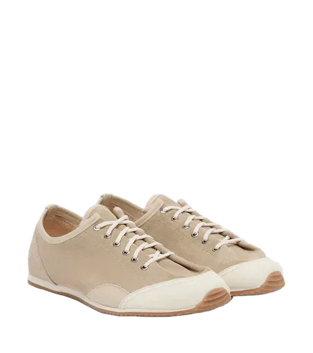 Gummy Grips leather-trimmed suede sneakers