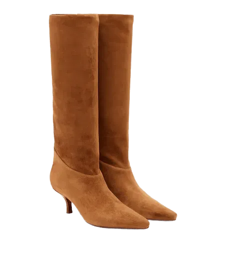 Rose suede knee-high boots