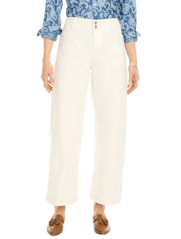 Stretch Knit Herringbone Wide Ankle Pants