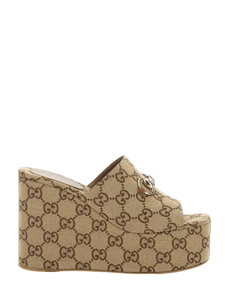 Gucci Carmen Platform Wedge — Beige