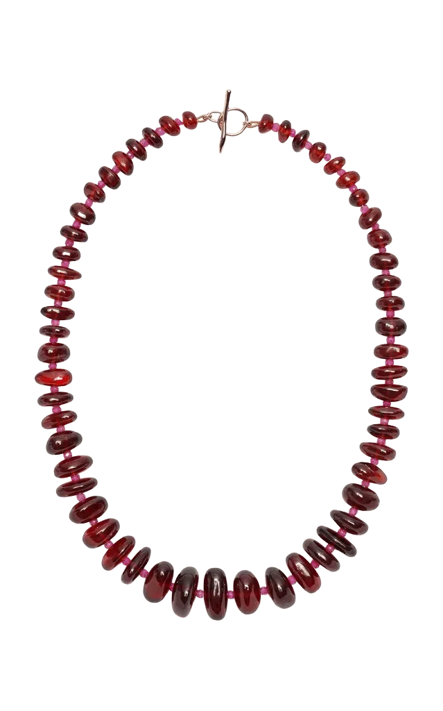 14K Gold Necklace with Garnet and Pink Sapphire