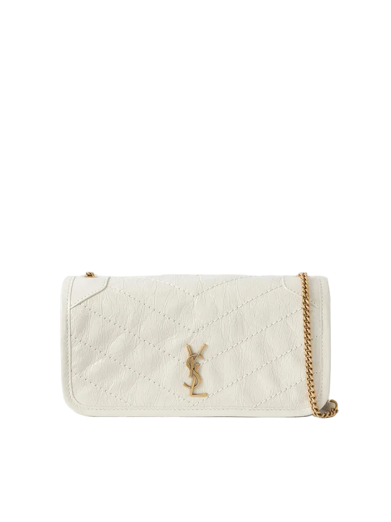 Niki embellished Matelassé crinkled-leather shoulder bag