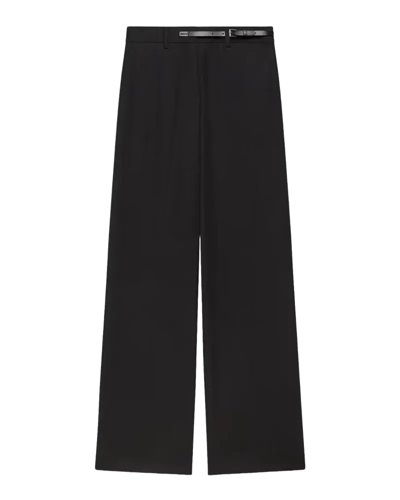Belted Wool Gabardine Trousers